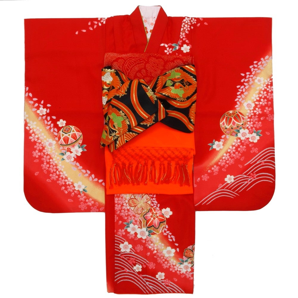 [レンタル] 七五三/節句 着物セット 7歳女の子 優雅 金色の宅配レンタル - 4