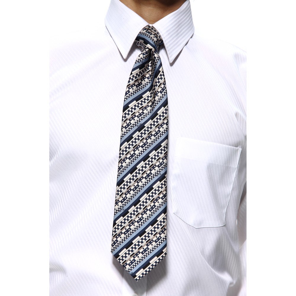 [レンタル] エミリオ・プッチ メンズネクタイ シルク ベージュ / ブラウン / ネイビー アイビーストライプ柄の宅配レンタル - 11