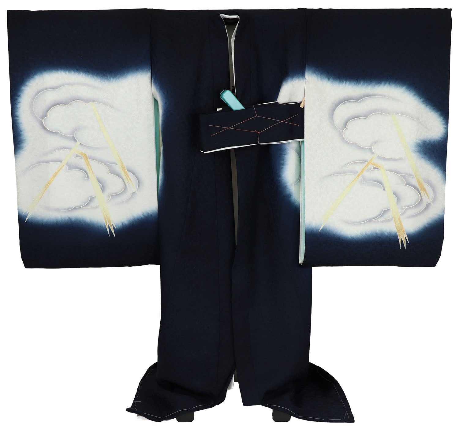 [レンタル] 男の子 お宮参り 産着 レンタル6点フルセット 正絹 銀彩天龍 紺色の宅配レンタル - 2