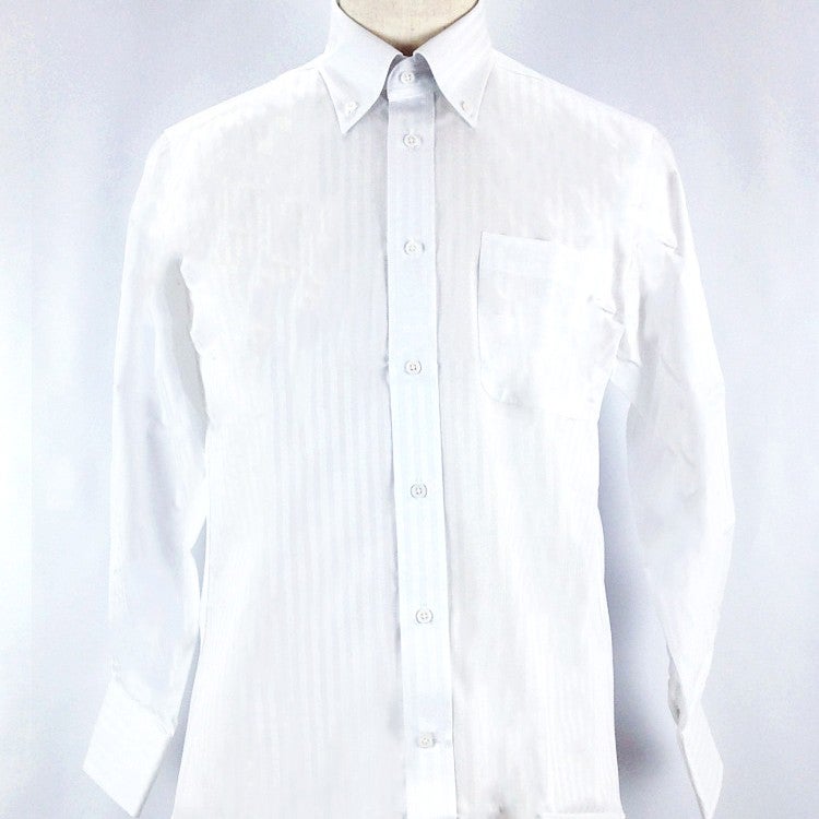 [レンタル] 早稲田屋 メンズワイシャツ 長袖 ボタンダウン 白 シャドーストライプ (Mサイズ / Lサイズ)の宅配レンタル - 3