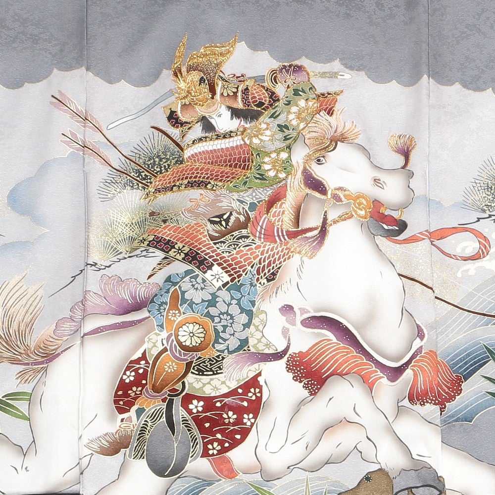 男の子 お宮参り 産着レンタル6点フルセット 正絹 武将 松