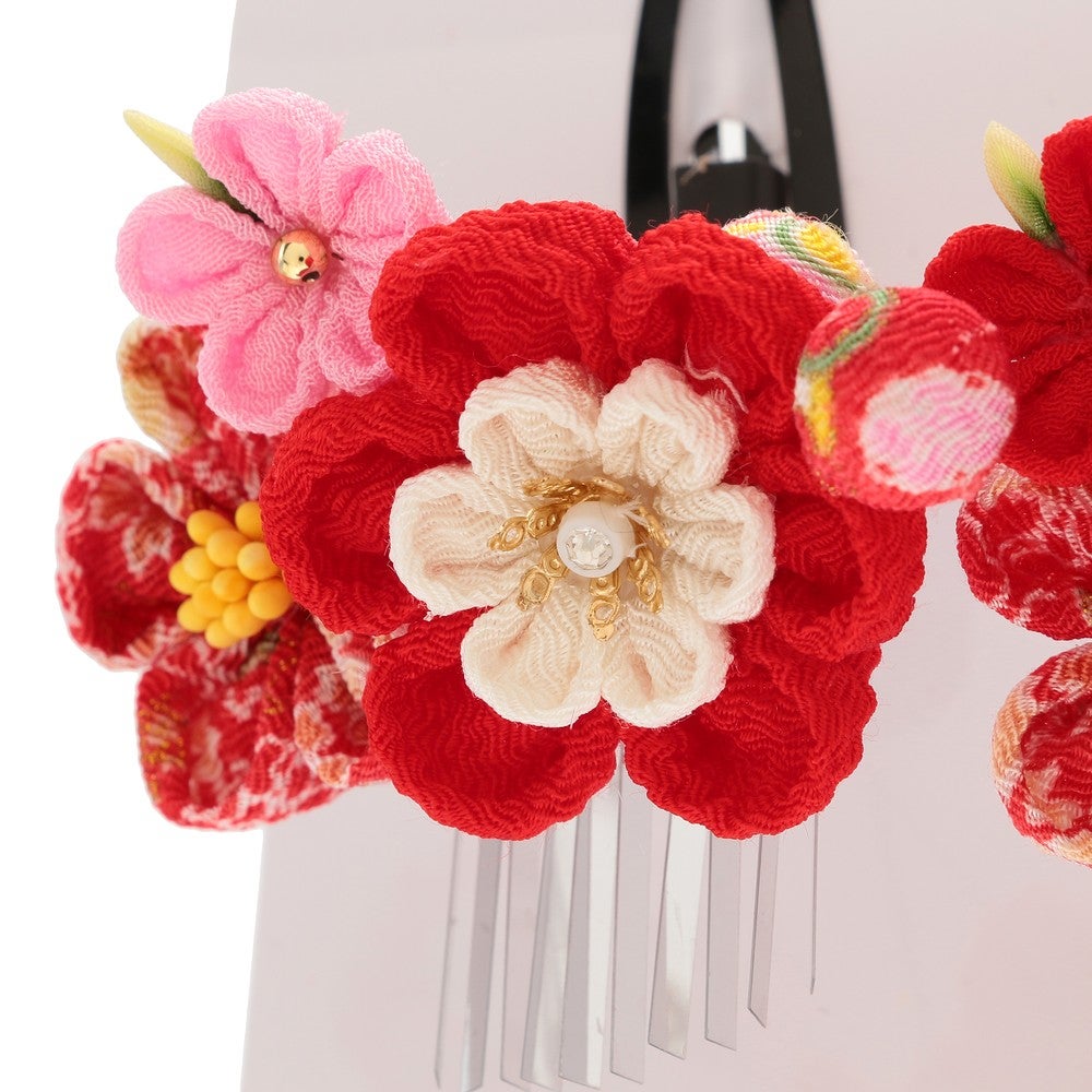 [レンタル] 七五三/節句 和装髪飾り 2点セット パッチン留め (レッド)の宅配レンタル - 4