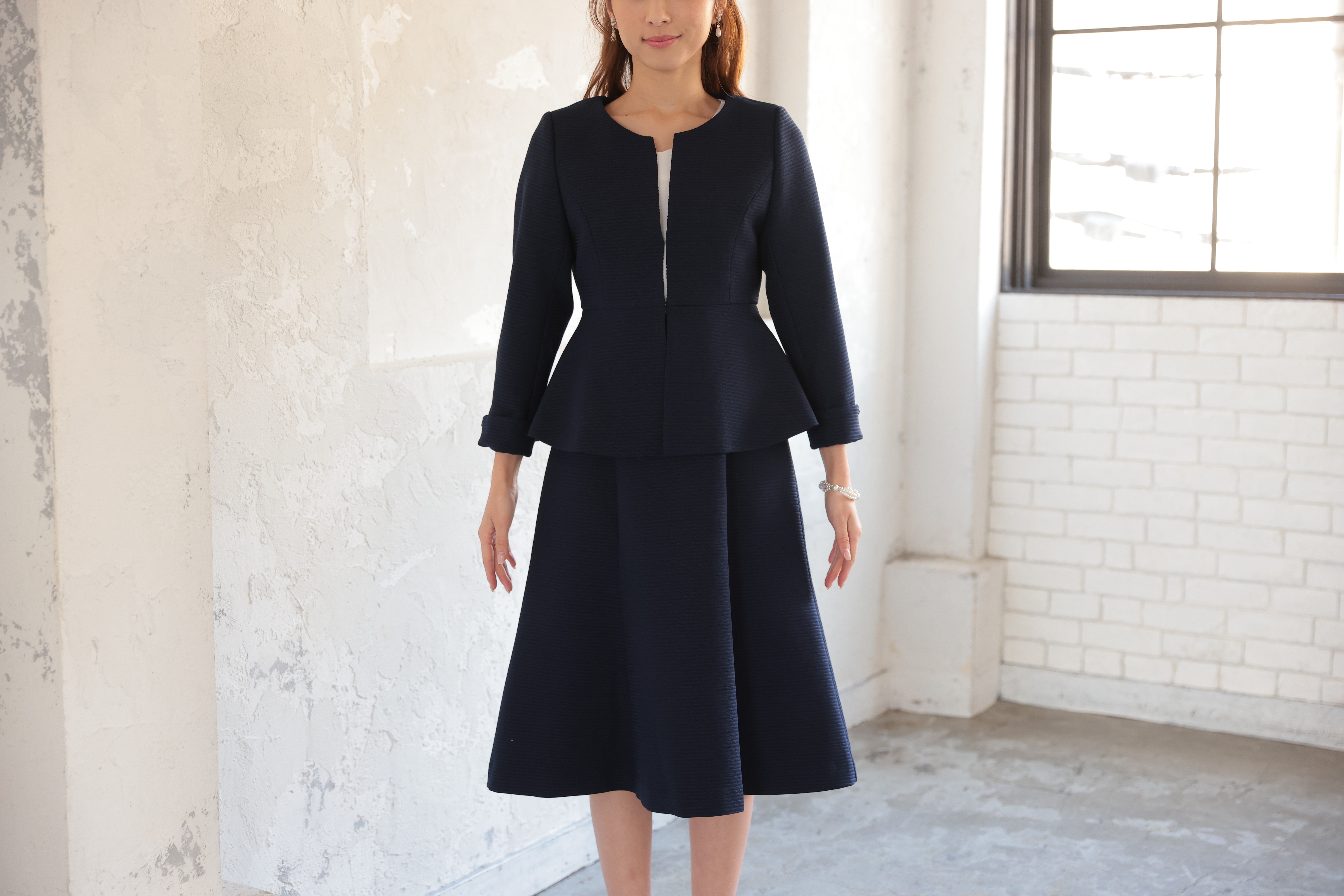 [レンタル] アートマリー ピケツイード調アンサンブルスーツ【2点セット】ネイビーの宅配レンタル - 3