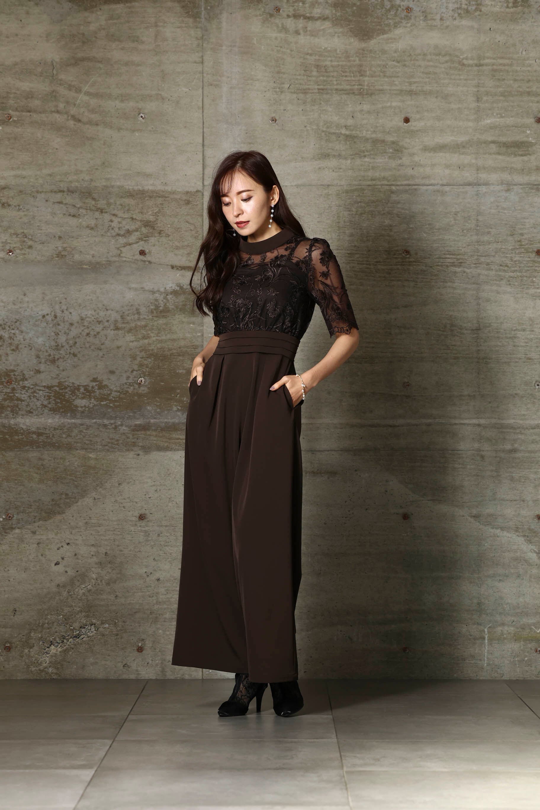 レンタル] BELINDA DE CAPRIS 刺繍レース オールインワン パンツドレス