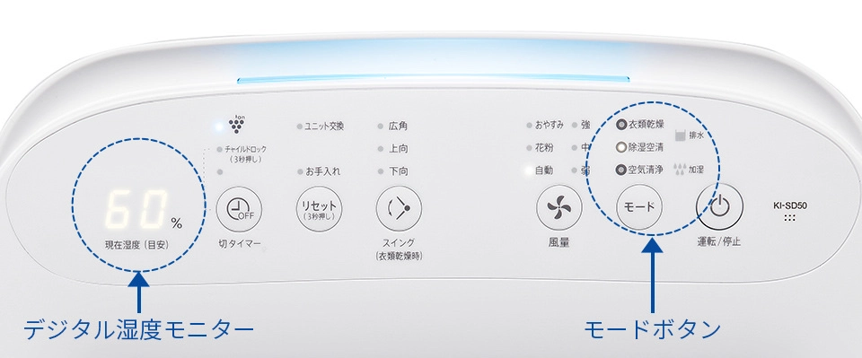 [レンタル] シャープ 除加湿空気清浄機 プラズマクラスター25000 KI-SD50-W 5L ホワイト(空気清浄〜21畳 / 加湿〜最大11畳 / 除湿〜最大14畳) - 7