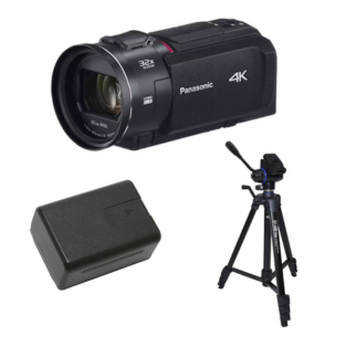 【美品】Panasonic 4K ビデオカメラ　アクセサリーキット＋三脚付き 美品】Panasonic 4Kビデオカメラ アクセサリーキット＋三脚付き
