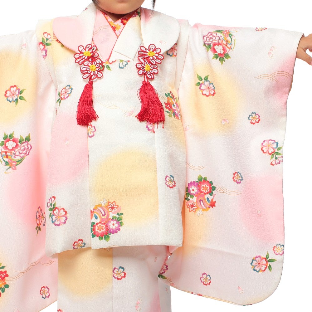 [レンタル] 七五三/節句 被布セット 3歳女の子 水玉模様 花々の宅配レンタル - 4