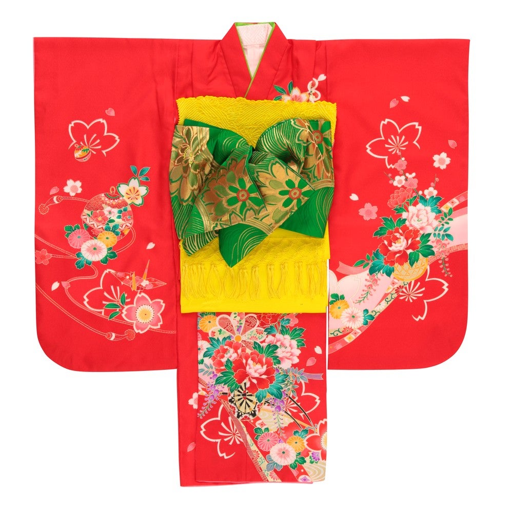 [レンタル] 七五三/節句 着物セット 7歳女の子 水流 花々の宅配レンタル - 4