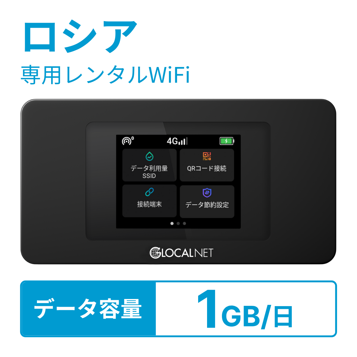 レンティオWiFi ロシアWiFi 4G 1GB/日 データ容量プラン