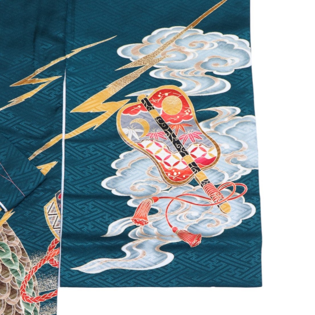 [レンタル] 男の子 お宮参り 産着レンタル6点フルセット 兜に龍 深緑の宅配レンタル - 3