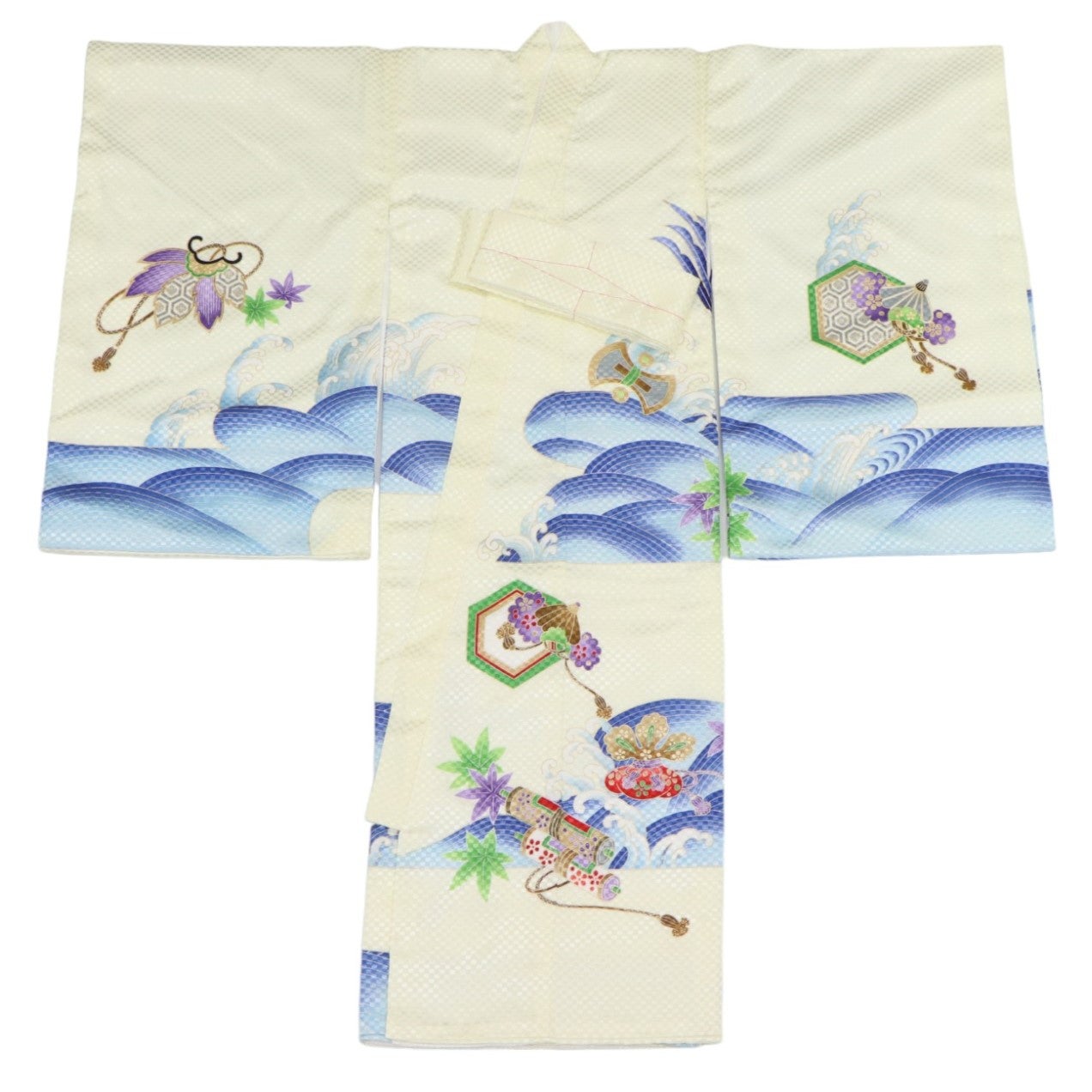 [レンタル] 男の子 お宮参り 産着レンタル6点フルセット 鷹に波 白の宅配レンタル - 2