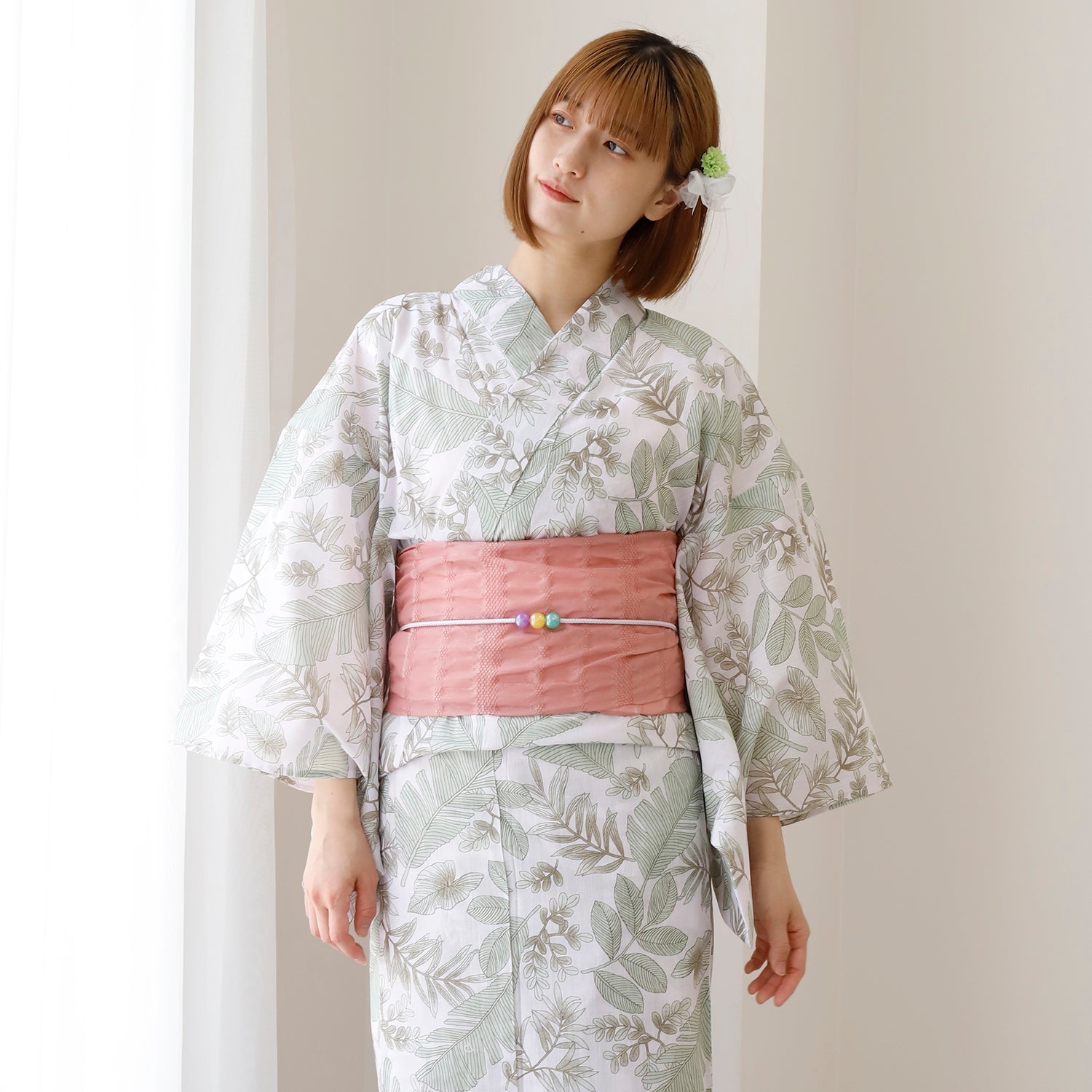 [レンタル] [2025新作]SION レディース浴衣 葉模様 フリーサイズ