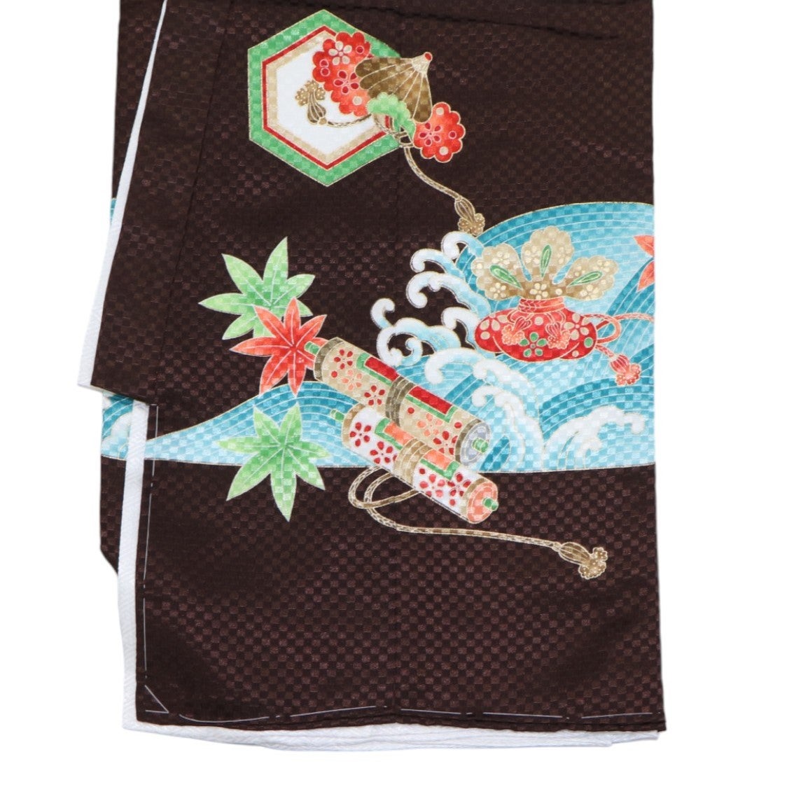 [レンタル] 男の子 お宮参り 産着レンタル6点フルセット 鷹に波 こげ茶の宅配レンタル - 4