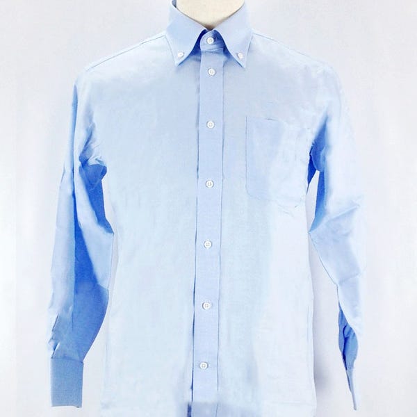 [レンタル] 早稲田屋 メンズワイシャツ 長袖 ボタンダウン 白・ブルー 無地 (Mサイズ / Lサイズ) ブルー Lサイズ