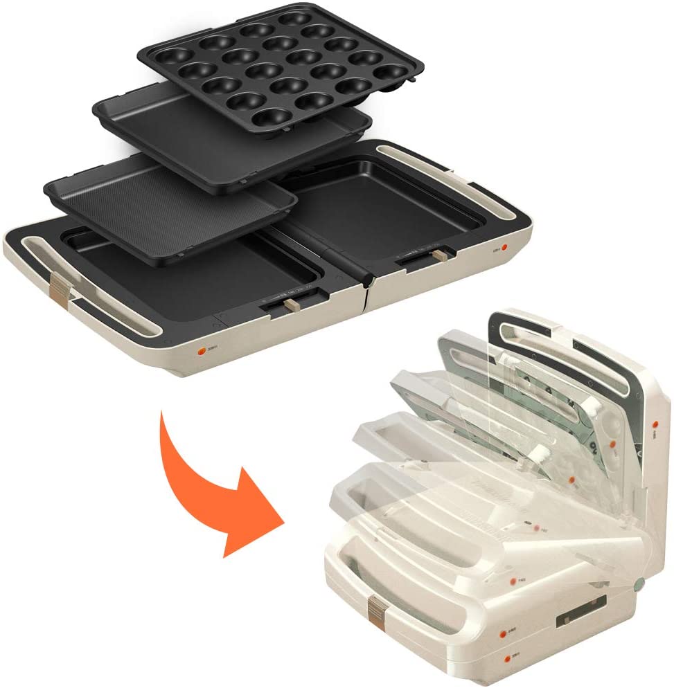 [レンタル] アイリスオーヤマ 両面ホットプレート DPO-133 [たこ焼き/平面/ディンプルプレート/左右独立温度設定] - 2