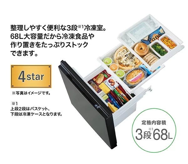 [レンタル] [170L][一人暮らし向け][右開き]アクア AQR-17R 冷凍冷蔵庫 - 6