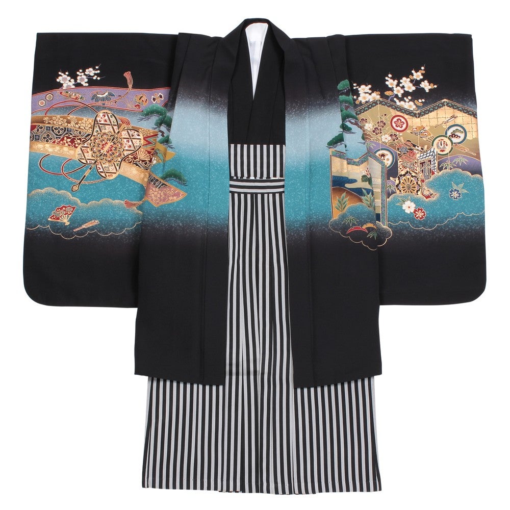 黒色の七五三 5歳羽織袴レンタル