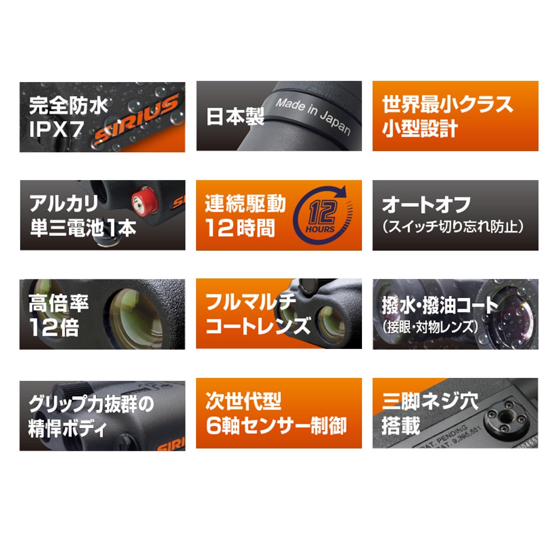 [レンタル] [倍率12倍] 阪神交易 シリウス12 12×21 コンサート・ライブ向け 防振双眼鏡 完全防水 - 5