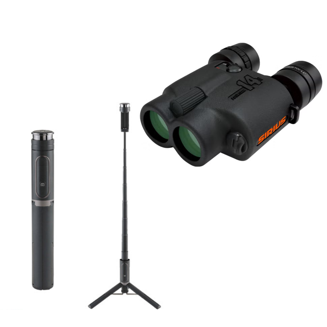 [レンタル] [倍率14倍] 阪神交易 シリウス14 14×30 コンサート・ライブ向け 防振双眼鏡 完全防水 三脚付き自撮り棒セット - 2
