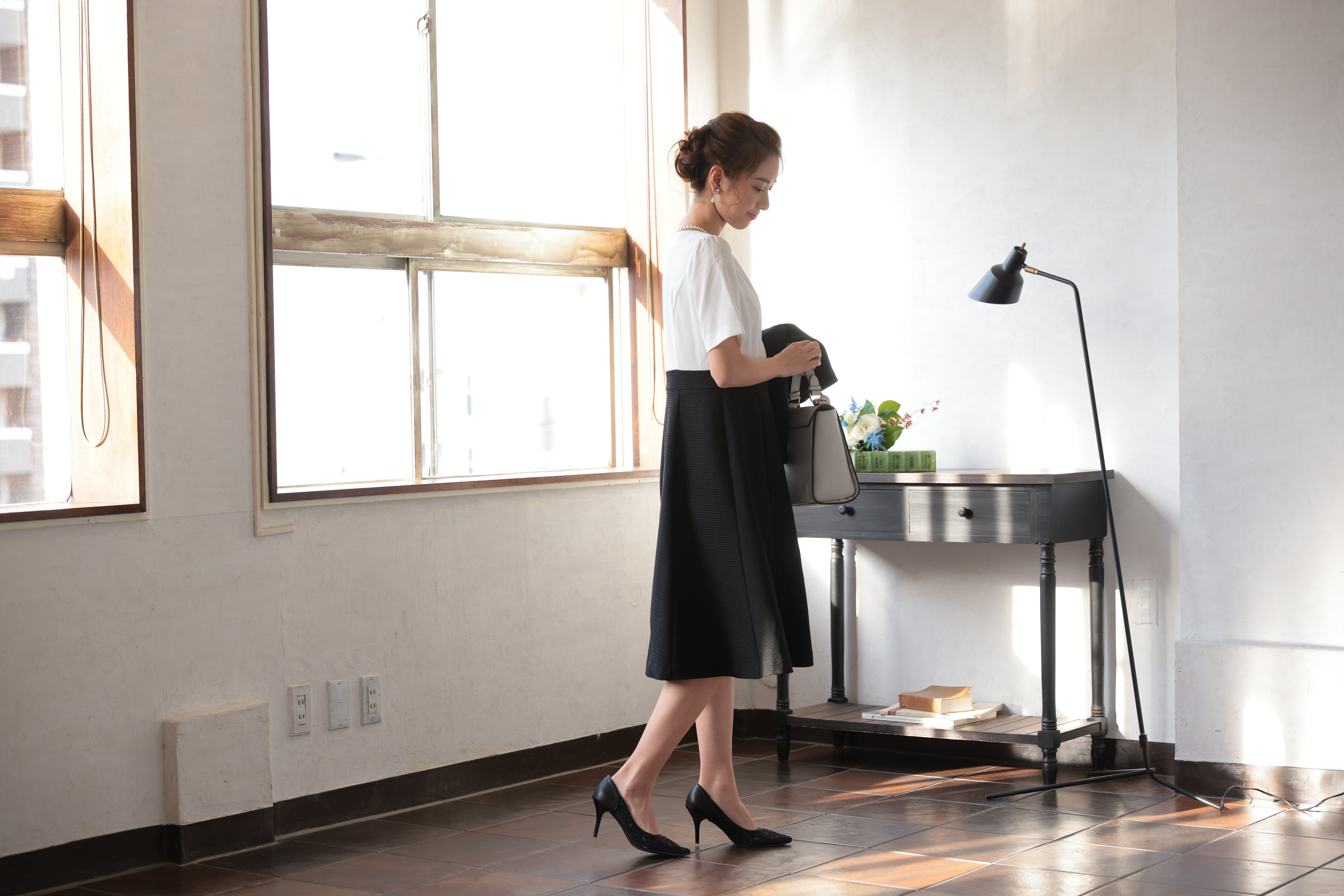 [レンタル] アートマリー ピケツイード調アンサンブルスーツ【2点セット】ブラックの宅配レンタル - 9