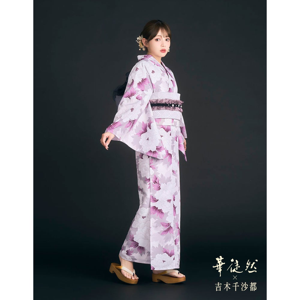 [レンタル] [2025新作]京都丸紅 華徒然×吉木千沙都 レディース浴衣 フルセット 牡丹 フリーサイズ