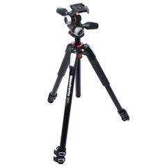 レンタル] Manfrotto 055プロアルミニウム三脚3段+RC2付き3ウェイ雲台