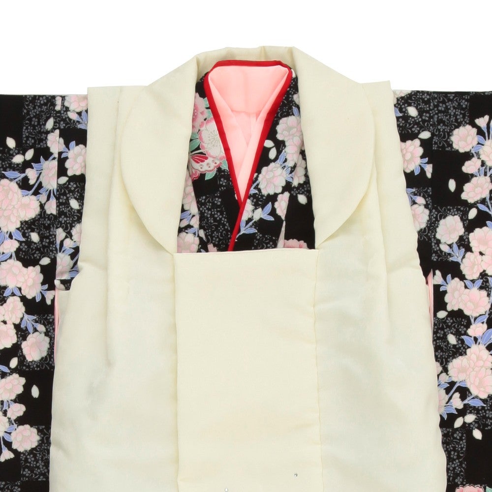 [レンタル] 七五三/節句 被布セット 3歳女の子 妖麗 薔薇 ブラック