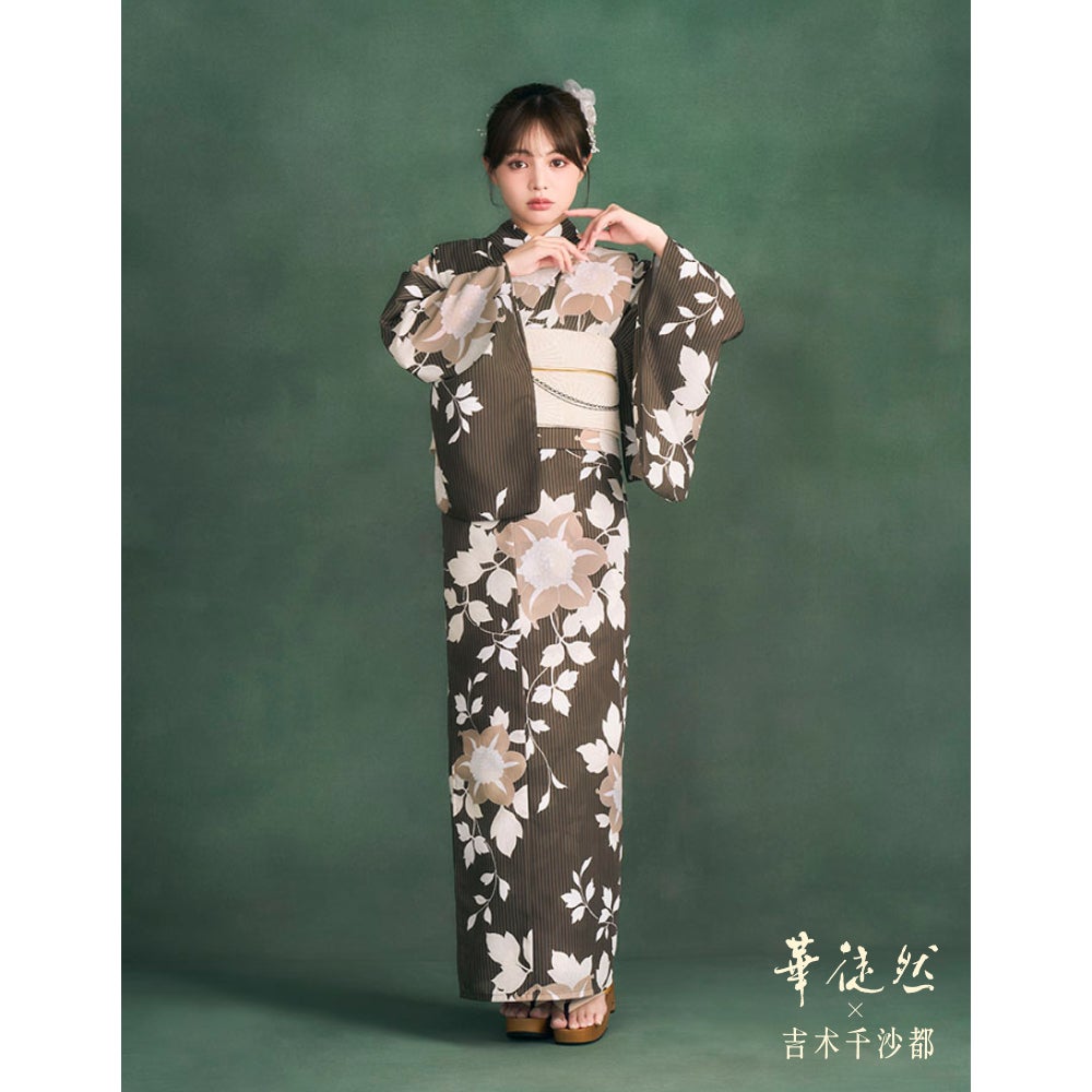 [レンタル] [2025新作]京都丸紅 華徒然×吉木千沙都 レディース浴衣 フルセット 鉄線 フリーサイズ