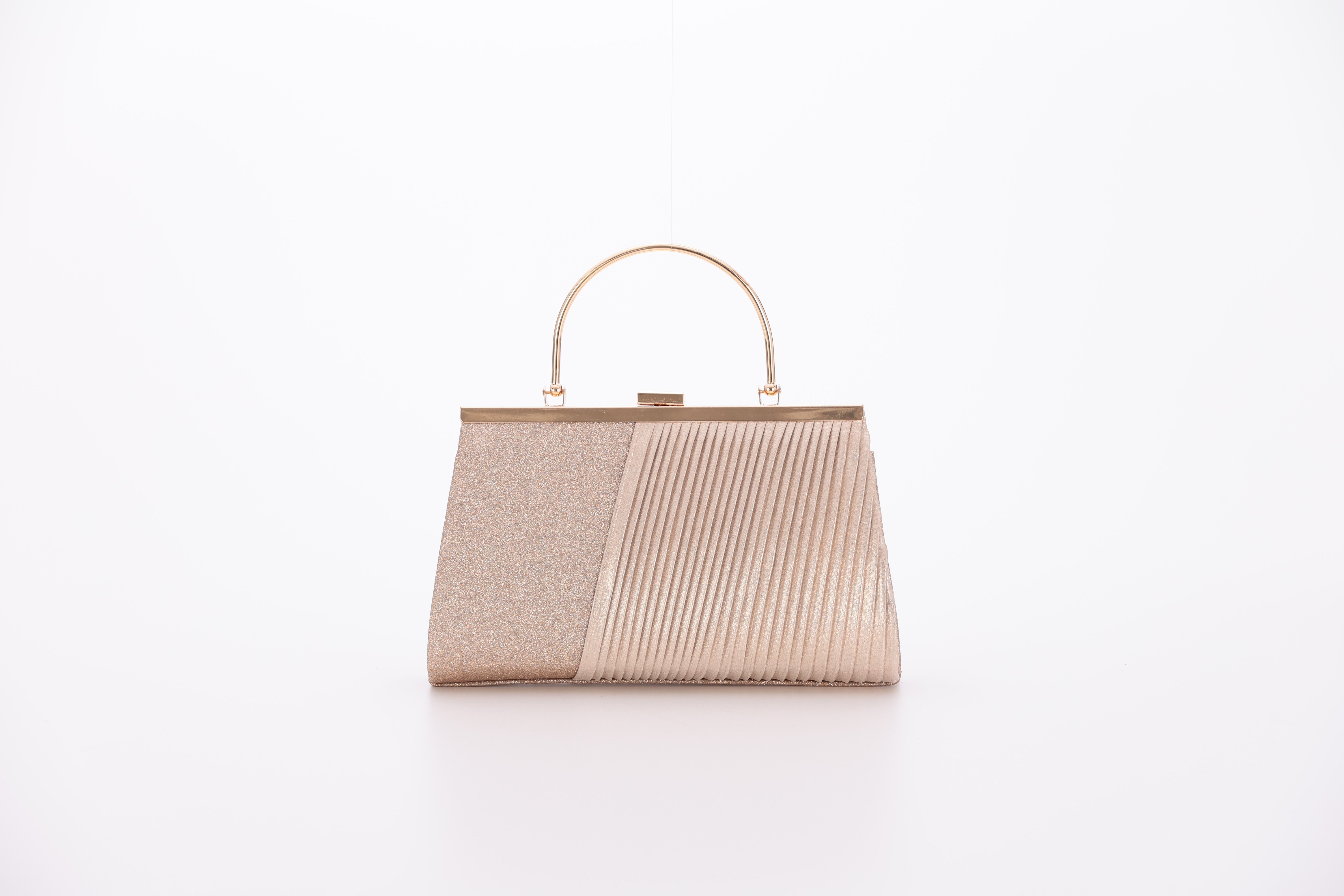 [レンタル] アートマリー グリッター プリーツ デザインパーティーバッグ ベージュ