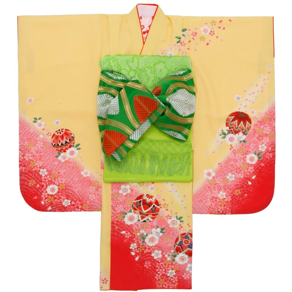 [レンタル] 七五三/節句 着物セット 7歳女の子 手鞠 グラデーションの宅配レンタル - 4