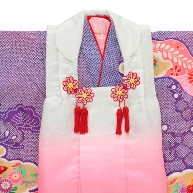 七五三/節句 被布セット 3歳女の子 被布セット 艶やか 牡丹柄 パープル