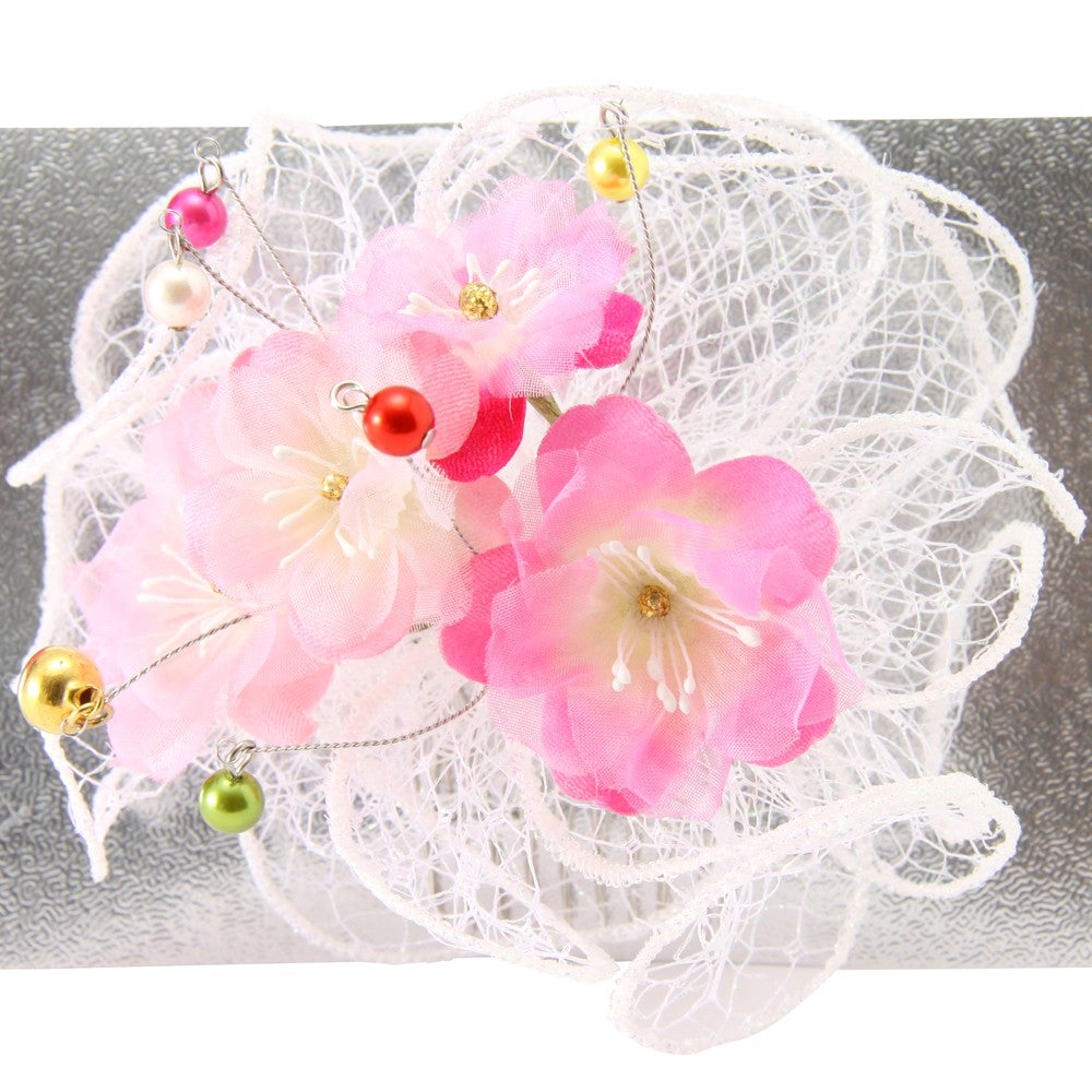 七五三/節句 和装髪飾り 花かんざし (ピンク / パープル)