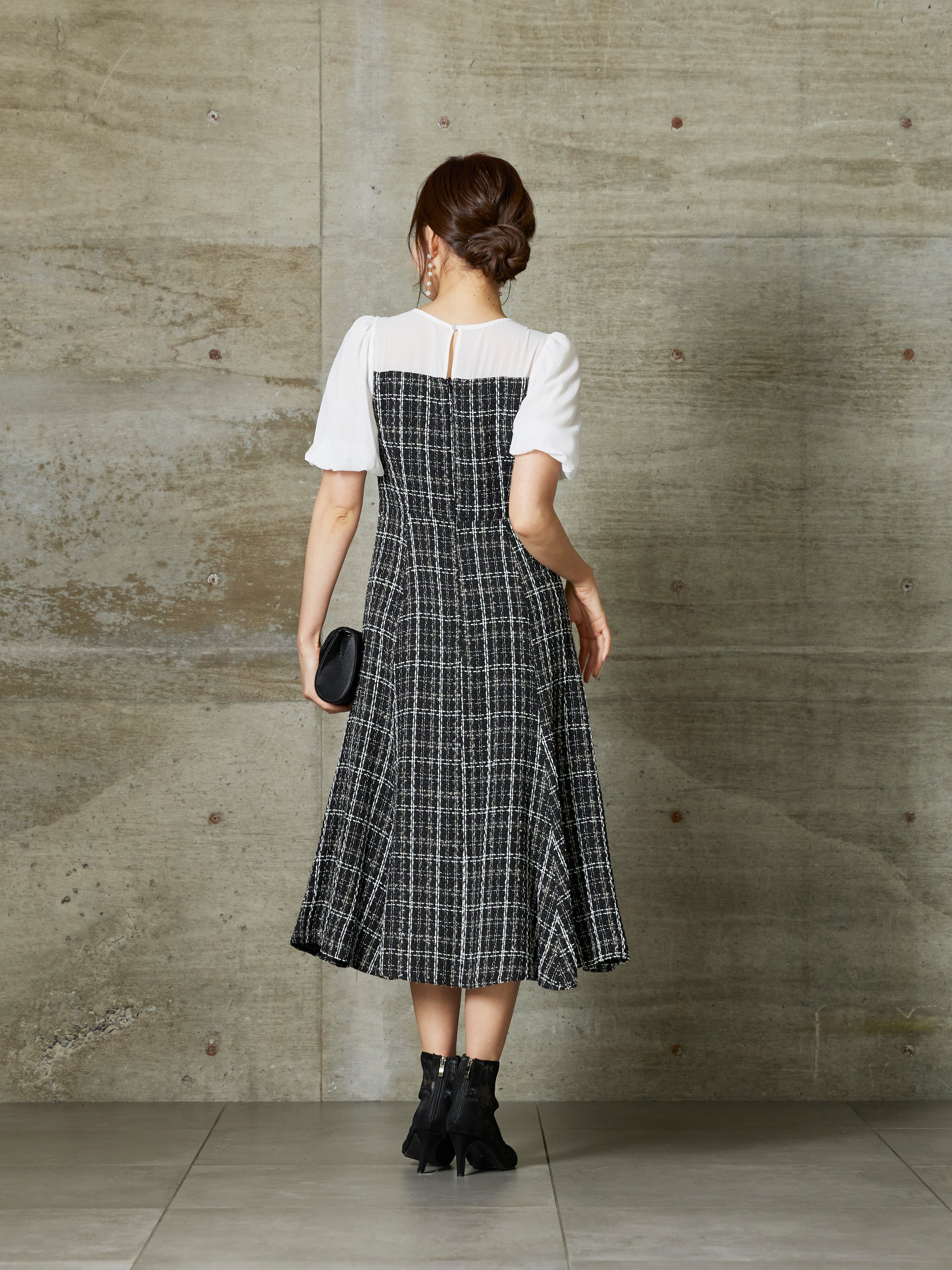 レンタル] BELINDA DE CAPRIS ツイード ビスチェ風ワンピースドレス