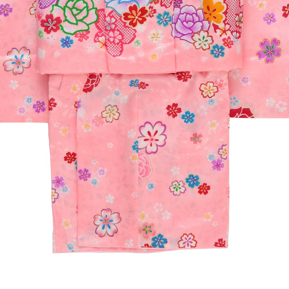 [レンタル] 七五三/節句 被布セット 3歳女の子 被布セット 愛らしい 花々 選べる2色(ピンク / 黒)の宅配レンタル - 4