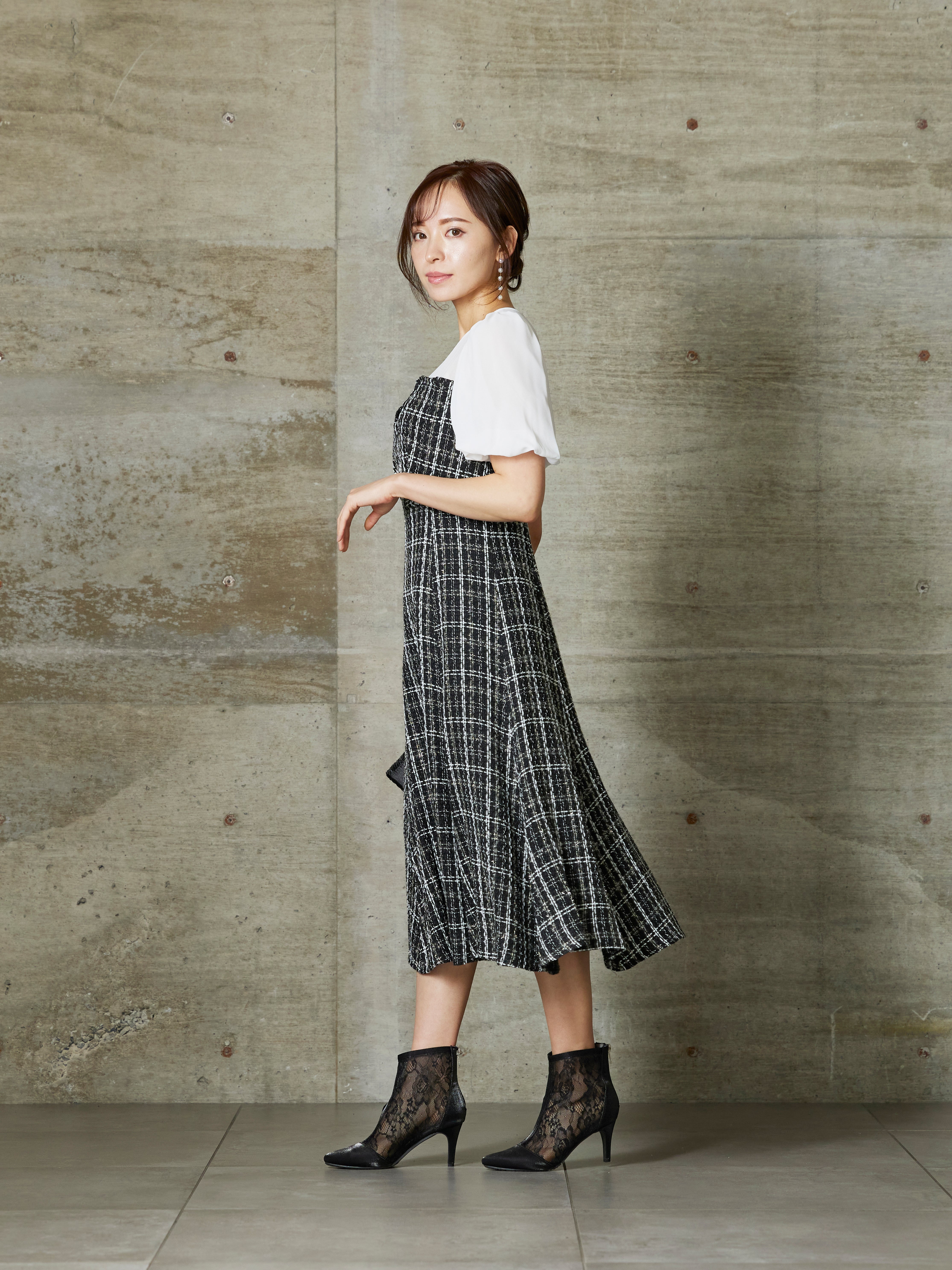 レンタル] BELINDA DE CAPRIS ツイード ビスチェ風ワンピースドレス