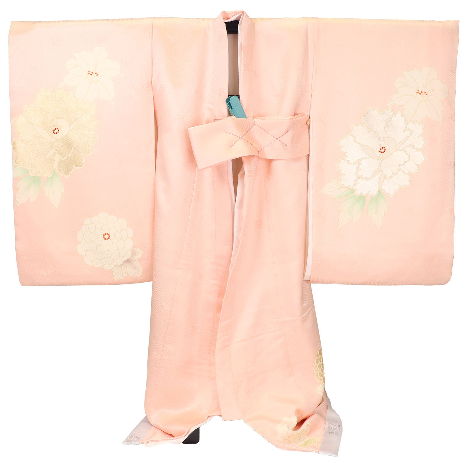 [レンタル] 女の子 お宮参り 産着 吉澤織物 レンタル6点フルセット 正絹 牡丹に金駒刺繍 ピンク色の宅配レンタル - 2