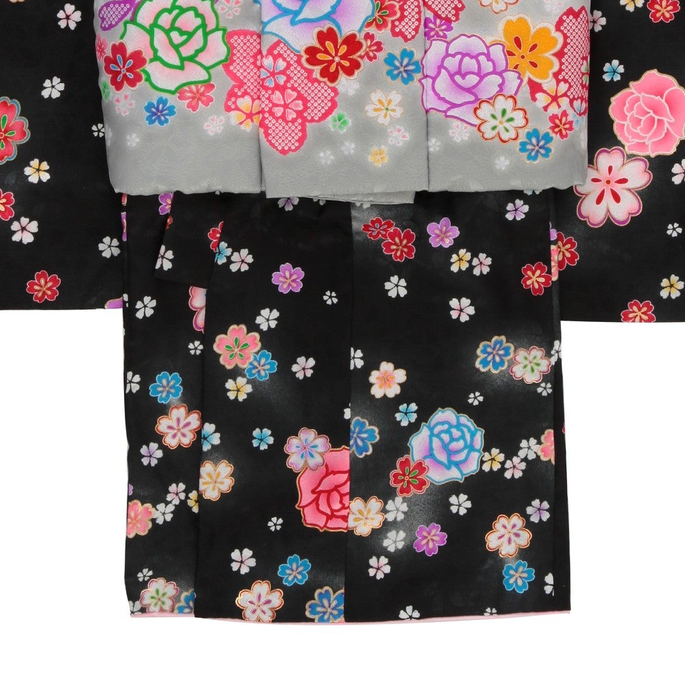 [レンタル] 七五三/節句 被布セット 3歳女の子 被布セット 愛らしい 花々 選べる2色(ピンク / 黒)の宅配レンタル - 9