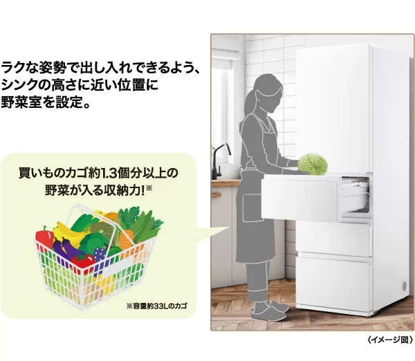 [レンタル] [452L][ファミリー向け][右開き]アクア AQR-VZA45A 冷凍冷蔵庫 - 24
