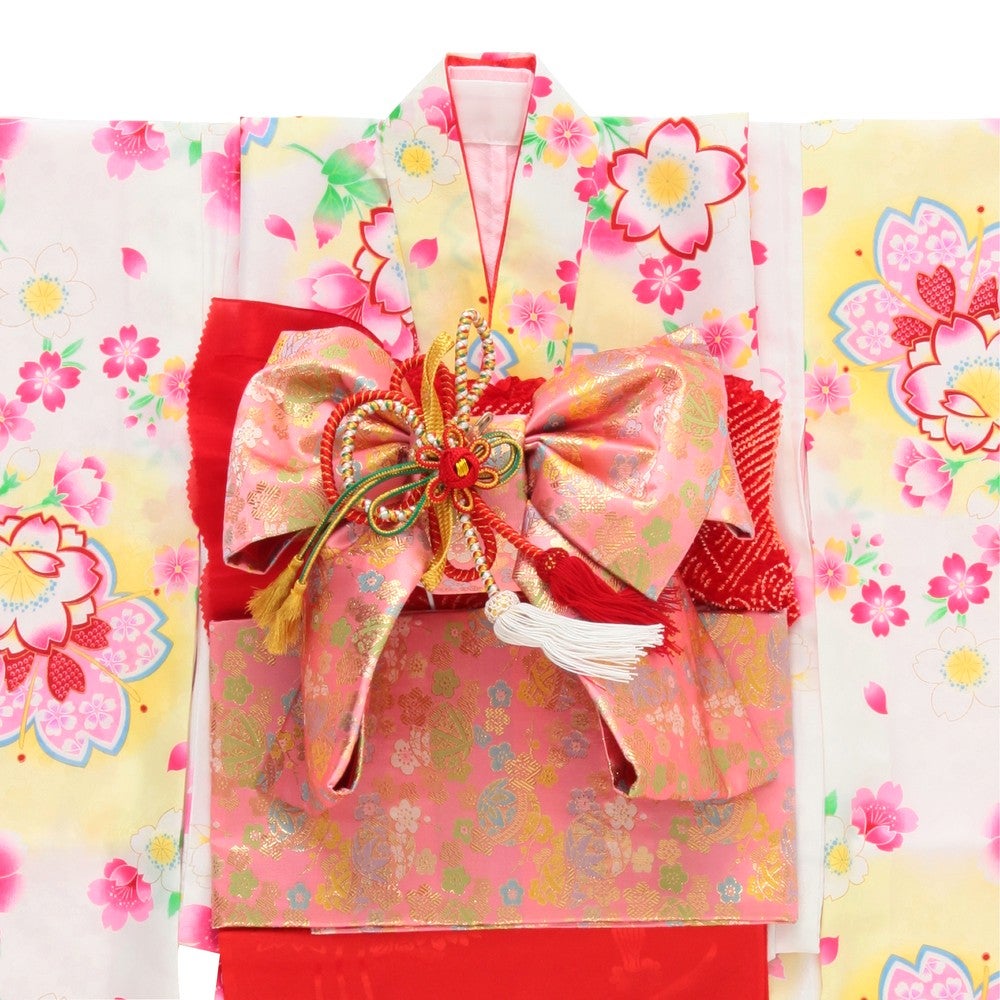 七五三/節句 着物セット 7歳女の子 大輪桜 ふんわり