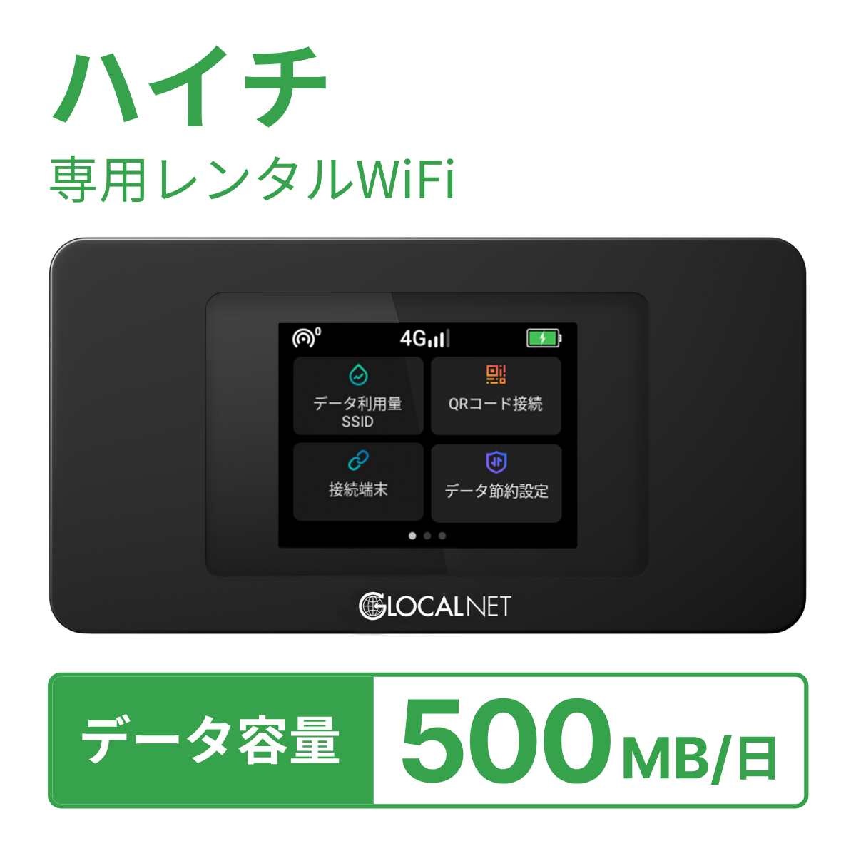 [レンタル] レンティオWiFi ハイチWiFi 4G 500MB/日 データ容量プランの宅配レンタル - 1