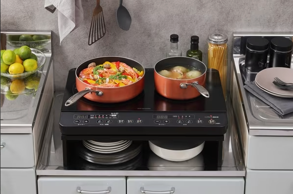 [レンタル] アイリスオーヤマ 2口 IH クッキングヒーター IHK-W13-B ブラック 工事不要 1400W 100V - 4