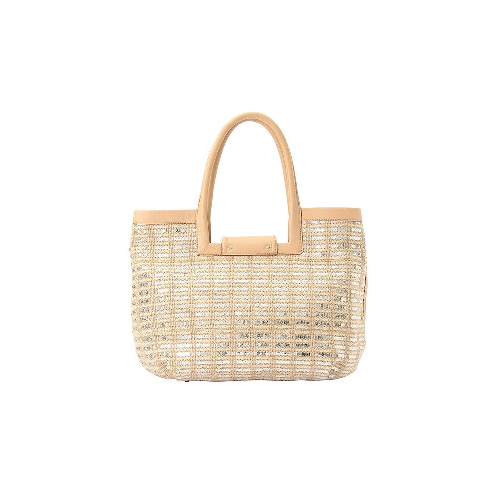 [レンタル] レディース ケイトスペード ストロー スパンコール ハンドバッグ ベージュ