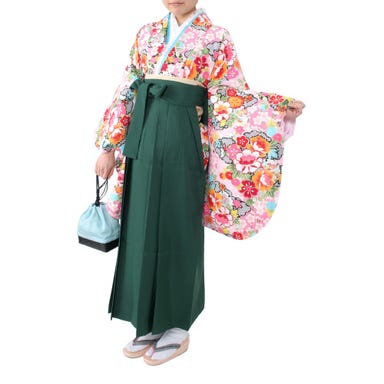 女性用 袴セット 桜花柄 (着物、袴、和装小物一式) ピンク