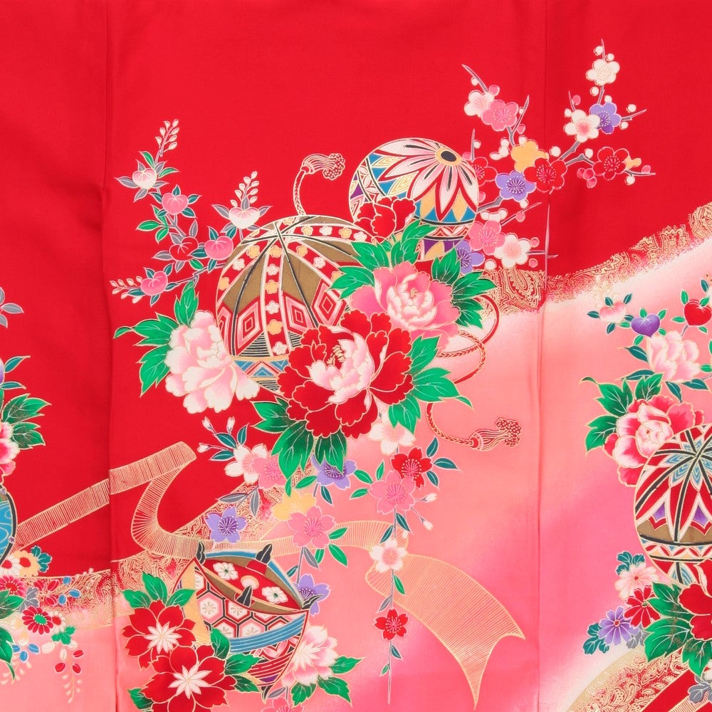 [レンタル] 女の子 お宮参り 産着レンタル6点フルセット 正絹 牡丹 満開の宅配レンタル - 3