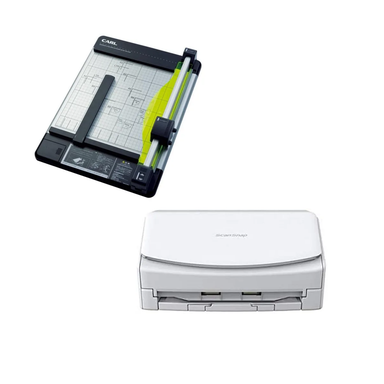 電子書籍化用スキャナと定番の裁断機セット DC-210NとFI-IX1600Aのセット