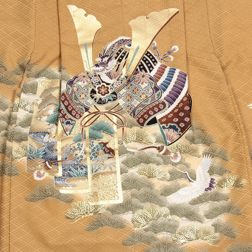 [レンタル] 七五三/節句 袴セット 5歳 男の子 レトロ柄 大桜 ゴールド