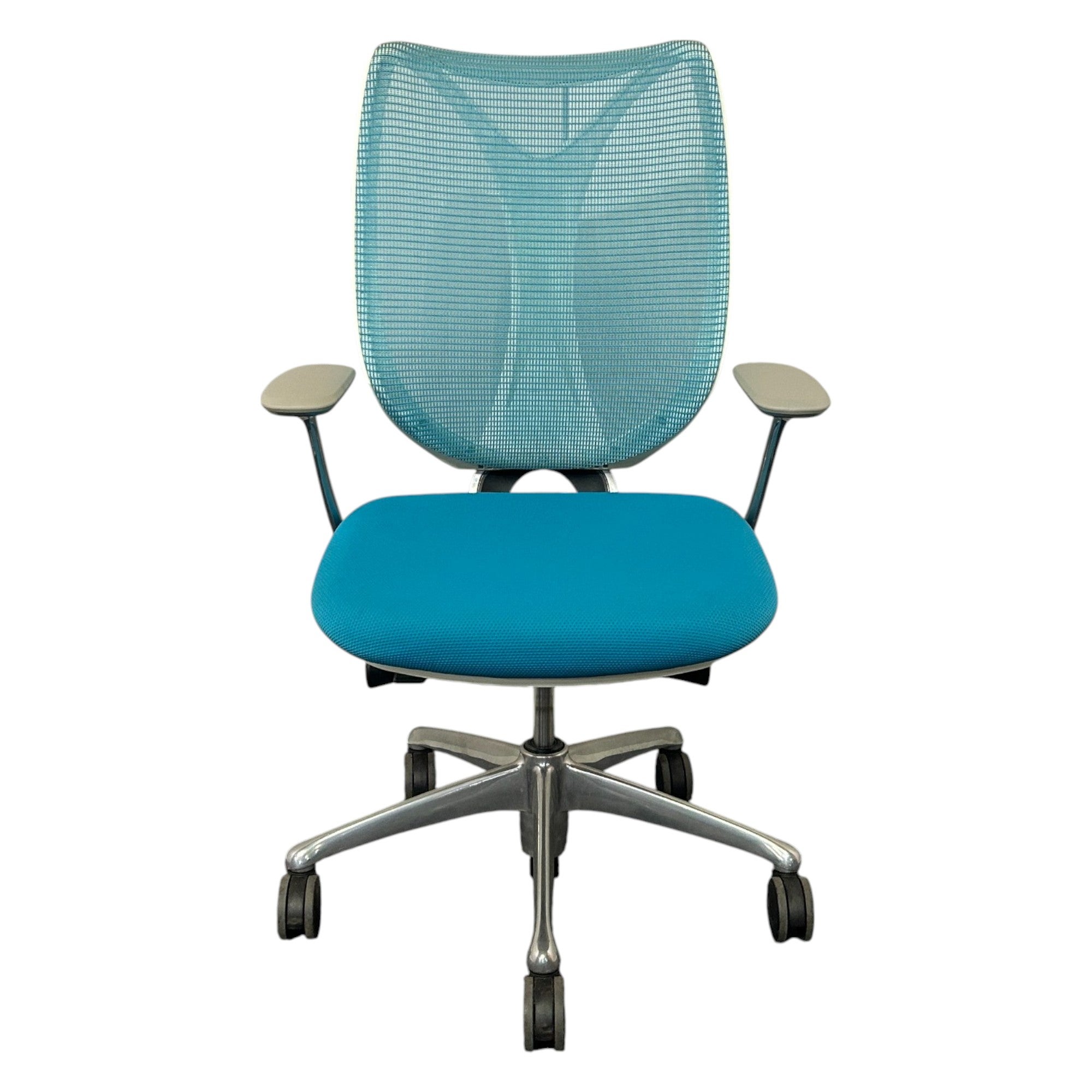 [レンタル] オカムラ サブリナ ハイバック 固定肘 ブルーグリーン ポリッシュ C844BW-FSZ6 オフィスチェア - 2
