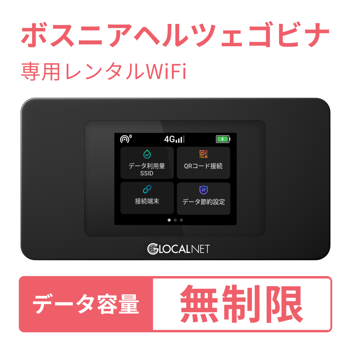 [レンタル] レンティオWiFi ボスニアヘルツェゴビナWiFi 4G 無制限/日 データ容量プラン