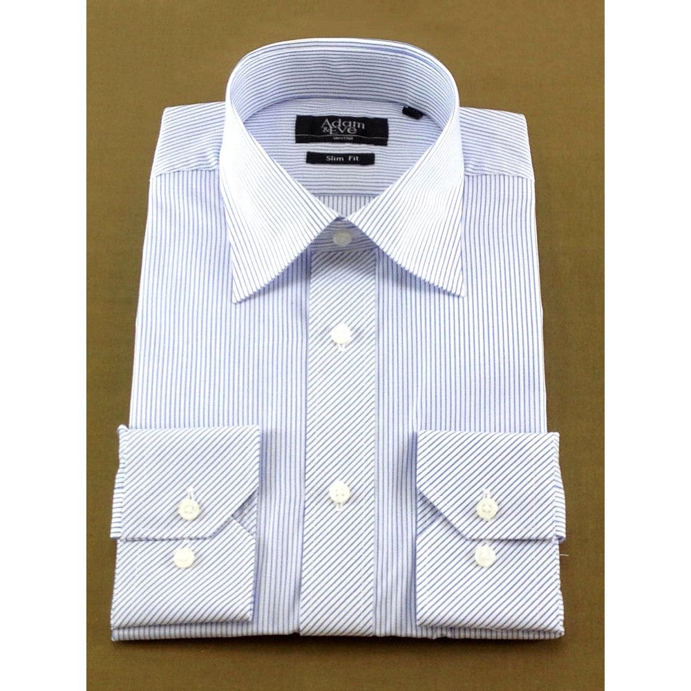 [レンタル] アダム＆イブ メンズワイシャツ 長袖 ブルー ペンシルストライプ (Mサイズ / Lサイズ / LLサイズ) ブルー Mサイズ