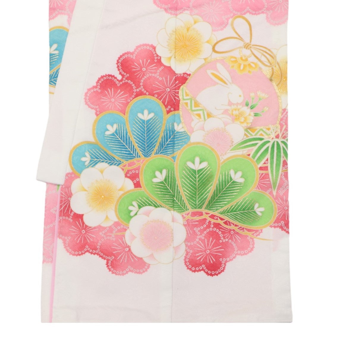 [レンタル] 女の子 お宮参り 産着レンタル6点フルセット 花車にうさぎ 白の宅配レンタル - 3